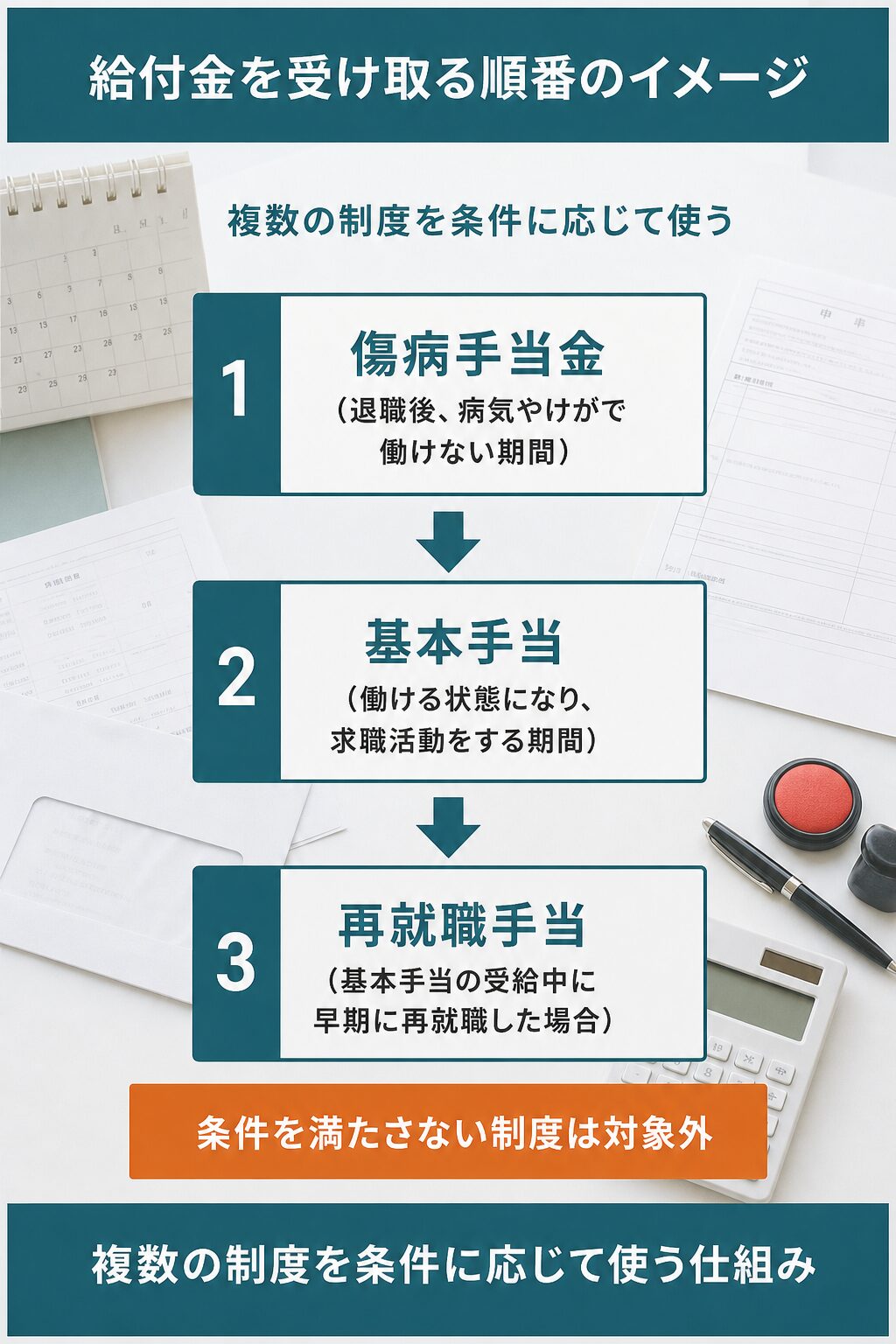 図解:給付金を受け取る順番と組み合わせ
