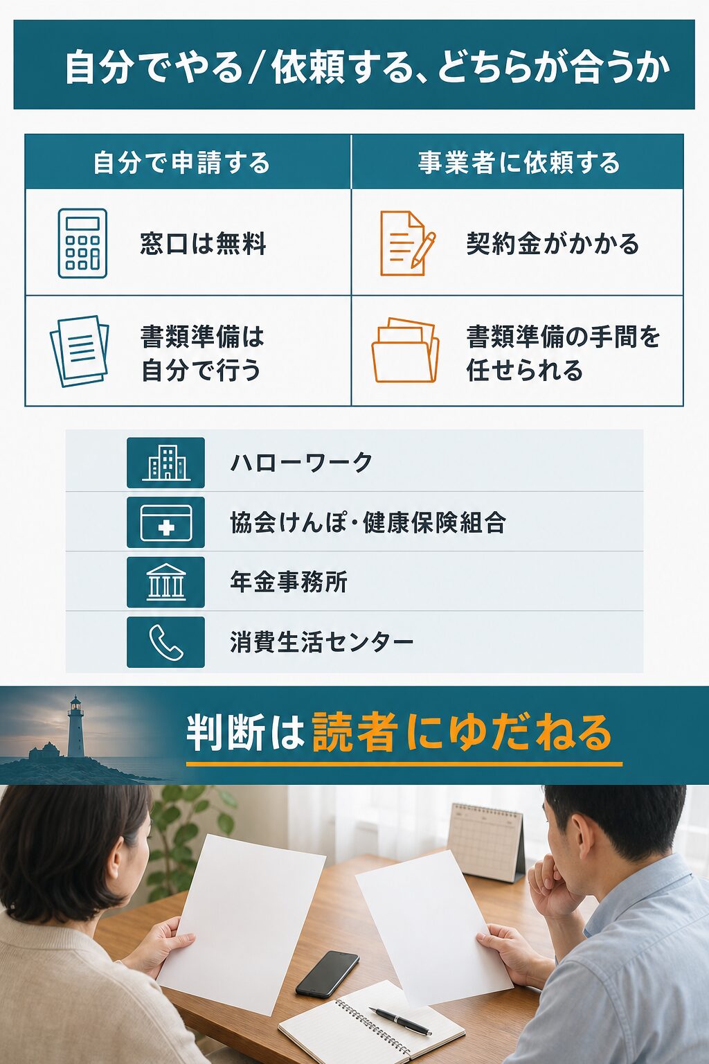図解:自分で申請する場合の相談窓口